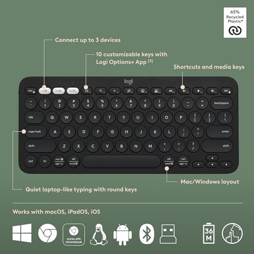 Logitech Pebble 2 Combo, Wireless Keyboard and Mouse, Quiet and Portable, Customizable, Logi Bolt, Bluetooth, Easy-Switch for Windows, macOS, iPadOS, Chrome - Black - color: Black