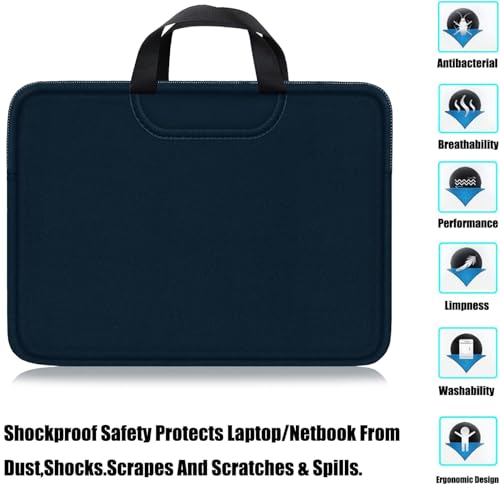 Laptop Sleeve 15.6 Inch, Durable Traveling Briefcase Handle Bag & with Extra Pockets, Computer Protective Case Compatible for 15 15.6 inch HP, Dell, Acer, Asus, Deep Blue - color: Deep Blue, size: 15.6 inch