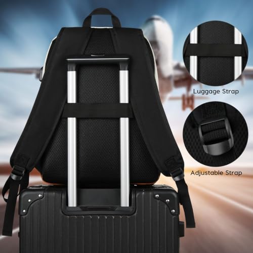 YAMTION 17 Inch School Backpack Women,Classic Back Pack College Bookbag Teen Boys and Girls Black Beige - color: Black Beige, size: 17.3 inch