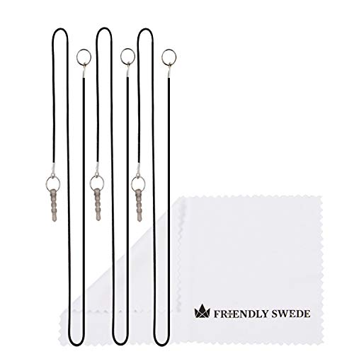 The Friendly Swede Stylus Pen for Touchscreen with Replaceable Thin Tips | 3 Spare Rubber Tips, 3 Elastic Lanyards, Microfiber Cleaning Cloth, 3-Pack 5.5" High Precision Stylus Pen, Black/Blue/White - color: Black/Blue/White