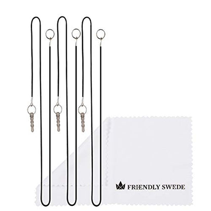 The Friendly Swede Stylus Pen for Touchscreen with Replaceable Thin Tips | 3 Spare Rubber Tips, 3 Elastic Lanyards, Microfiber Cleaning Cloth, 3-Pack 5.5" High Precision Stylus Pen, Black/Blue/White - color: Black/Blue/White