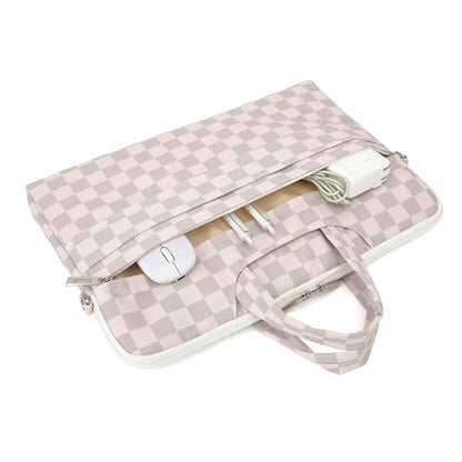 canvaslife Water Neutral Checker Pattern Resistant Laptop Shoulder Messenger Bag for Pro 16 inch and 15.6 inch-16 inch Laptop - color: Neutral Checker, size: 15 inch/15.6 inch