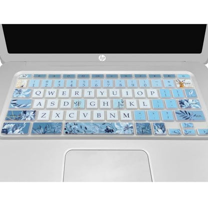 Silicone Keyboard Cover for HP Chromebook 11 x360, Chromebook 11 G2/G3/G4/G5/G6 EE/G7 EE, HP Chromebook 14-ca 14-ak 14-X Series, HP Chromebook 14 G2 G3 G4, Gray Blue Flower - color: Gray Blue Flower
