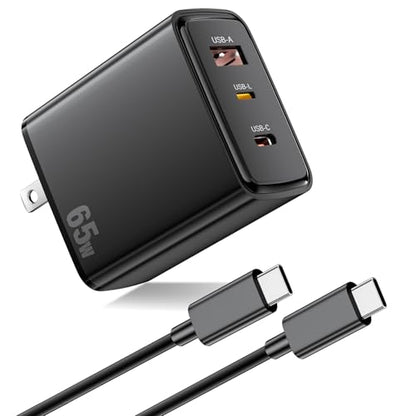 60W USB C Charger for Galaxy S26 Ultra S26+ S25 S24 Foldable Charger Black | for Super Ultra Fast Charging 3-Port for Google Pixel 10a/iPad for iPhone 17 16 15 Pro 6FT USB C Cable Included