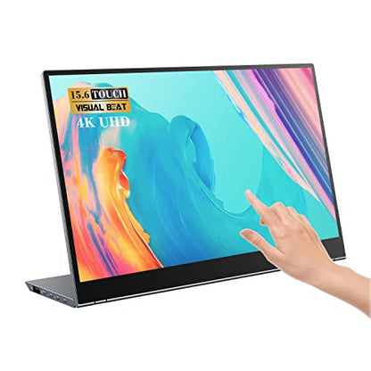 15.6" 4K Portable Monitor, Touchscreen UHD IPS Display,100% sRGB, USB-C/HDMI Laptop Display, Dual Speakers, Aluminum Alloy, Compatible with Laptop, PC, Smartphone, PS4/5, Xbox, Switch