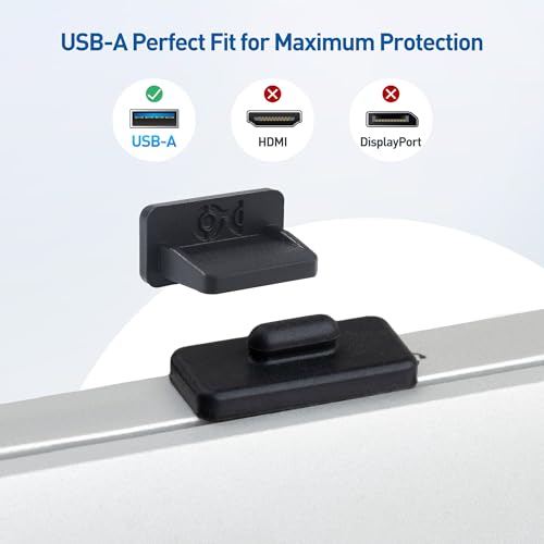 Cable Matters 20-Pack USB Port Covers, USB Dust Plug, Black | USB-A Anti-Dust Covers, USB Port Protector Plugs - style: USB-A