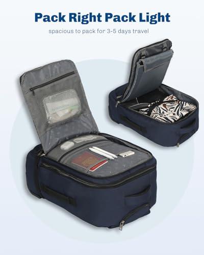 Hynes Eagle Rolling Backpack 42L Backpack with Wheels Airline Approved Carry on Luggage Laptop Travel Suitcase Bag for Women Men Dark Blue - color: Dark Blue