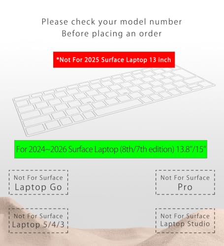Keyboard Cover for 2024-2026 Surface Laptop 13.8"/15", Clear TPU US Layout | Keyboard Protector Skin, Ultra-Thin, High Transparency, Backlit Clear, Anti-Fingerprint, Soft TPU, Precise Fit 7/8th Edition