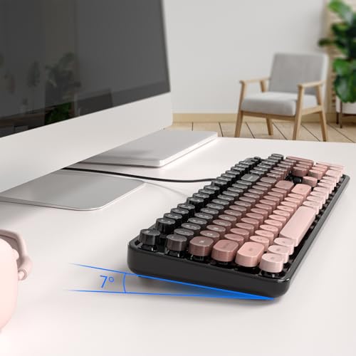 Dilter Wired Computer Keyboard, Full-Size USB Keyboard with Round Keycaps & Numeric Keypad, Plug-and-Play for Windows 7 8 10 11, PC, Laptop, Desktop, Home, Office - color: Mocha Gradient