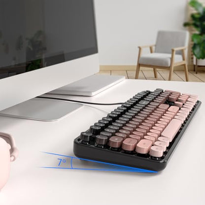 Dilter Wired Computer Keyboard, Full-Size USB Keyboard with Round Keycaps & Numeric Keypad, Plug-and-Play for Windows 7 8 10 11, PC, Laptop, Desktop, Home, Office - color: Mocha Gradient