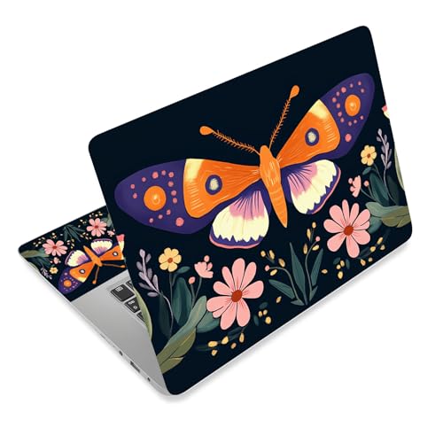 Aesthetic Laptop Skin Cover,12-15.6 Inch Universal Vinyl Sticker Decal,Waterproof Scratch-Resistant Notebook Wrap,Removable Residue-Free Protector,Butterfly Floral Pattern - color: Butterfly Floral Pattern