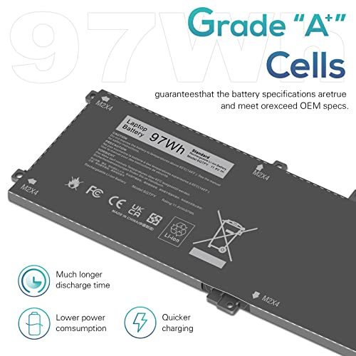 TREE.NB 6GTPY Laptop Battery for Dell XPS 15 9550 9560 9570 7590 Inspiron 15 7500 7501 7590 7591 Vostro 7500 7590 i7-7700HQ 5D91C GPM03 4GVGH 1P6KD 5XJ28 5D91C 5041C D1545 D1645 D1745 - size: ‎6GTPY