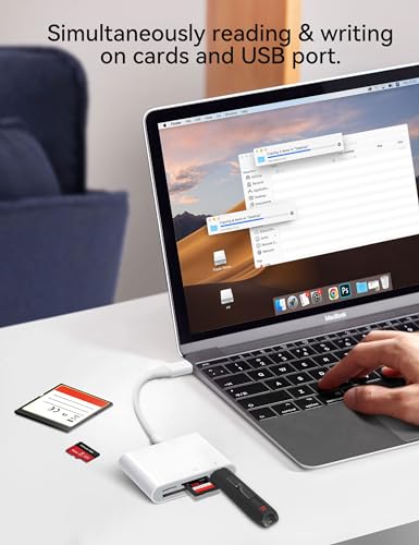 USB C SD Card Reader, ChiaoPio 4 in 1 USB-C to SD Memory Card Adapter with CompactFlash/CF/SD/MicroSD & USB 4 Port Compatible with iPhone 15 iPad Mac MacBook Pro/Air/Mini Laptop - size: 4 Port