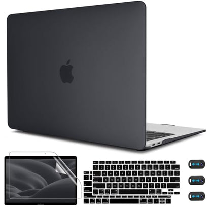 CISSOOK Matte Finish Black Case for MacBook Air 13 inch Case 2020 2021 2019 2018 Release Model A2337 M1 A2179 A1932 with Touch ID, Plastic Hard Shell with Keyboard Cover for 2020-2022 New Air 13" M1 - color: Air13inch-Matte Frosted Black