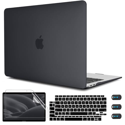 CISSOOK Matte Finish Black Case for MacBook Air 13 inch Case 2020 2021 2019 2018 Release Model A2337 M1 A2179 A1932 with Touch ID, Plastic Hard Shell with Keyboard Cover for 2020-2022 New Air 13" M1 - color: Air13inch-Matte Frosted Black
