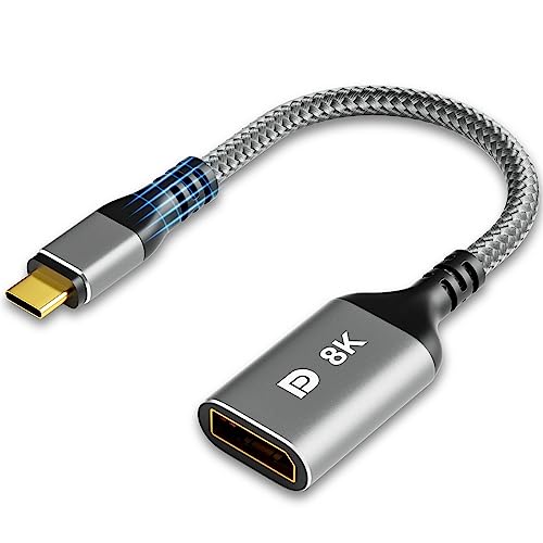 8K USB C to DisplayPort Adapter, Type-C Male (Source) to DisplayPort 1.4 Female (Screen) Converter Connector,8K@60Hz,4K@144Hz,4K@120Hz for iPhone 15 Series, MacBook Pro, Air, iPad Pro, Galaxy S23 - color: USB C (Male) to DisplayPort (Female)