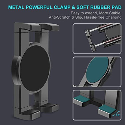 Cup Holder Car Tablet Mount, 360° Adjustable 2-Arm Stand Holder for iPad Pro 12.9/11/10.5/9.7/Air/Mini 6/5/4, Galaxy Tab/Z Fold 6/5, Amazon Fire HD, iPhone 16/15/14/Pro, 4.7-12.9" Tab & Phone - size: 11.4"