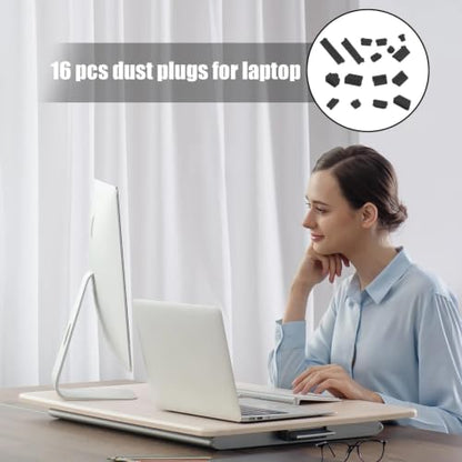 USB C Plug Cover Flexible Soft Silicone Protector 16pcs | Pc Interface Stopper for Computer PC - color: Black