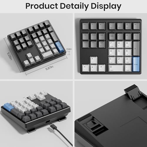 Kisnt KN34 Mechanical Numpad, Full-Function for Heavy Excel Financial | Wired 34 Keys Hot Swappable, PBT Keycaps with White Backlit, Laptop MacBook PC Desktop Compatible (Red Switch) - color: Red Switch