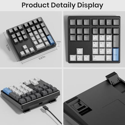 Kisnt KN34 Mechanical Numpad, Full-Function for Heavy Excel Financial | Wired 34 Keys Hot Swappable, PBT Keycaps with White Backlit, Laptop MacBook PC Desktop Compatible (Blue Switch) - color: Blue Switch