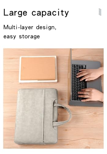 Travel Laptop Handbag 15-16 Inch ONLY MacBook Air 15 Pro 16 M2 M3 Acer Nitro 5 HP Spectre Pavilion Lenovo Legion ThinkPad ASUS ZenBook Pro Water Repellent School Work Commute Slim Light Grey - color: Light Grey, size: Large 15-16 Inches
