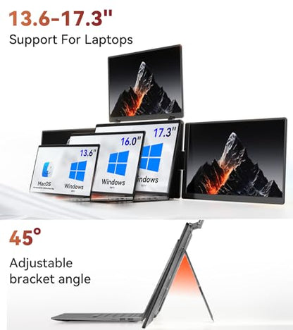 15.3" Laptop Screen Extender, Just 1 Cable for 3 Screens Quad Monitor, FHD 1200P IPS Screen Extender for 12"-17.3” Laptops, Travel Portable Monitor Compatible with Windows, Mac - size: 15.3", style: Quad monitor