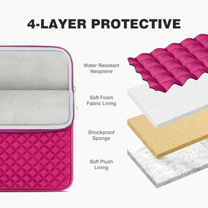 RAINYEAR 14 Inch Laptop Sleeve Shockproof Diamond Foam Case, Deep Pink | Protective Soft Fluffy Lining Carrying Bag Case Compatible with 14 inch Notebook Computer Chromebook Tablet Ultrabook - color: Deep Pink, size: 14"