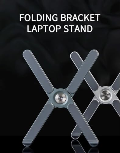 Foldable & Portable Laptop Stand for Desk, Light Weight Alloy Silicon, Ergonomic Aluminum Riser with 7 Adjustable Heights, Compatible with Laptop 10-16' and Tablet - color: meteoric lime