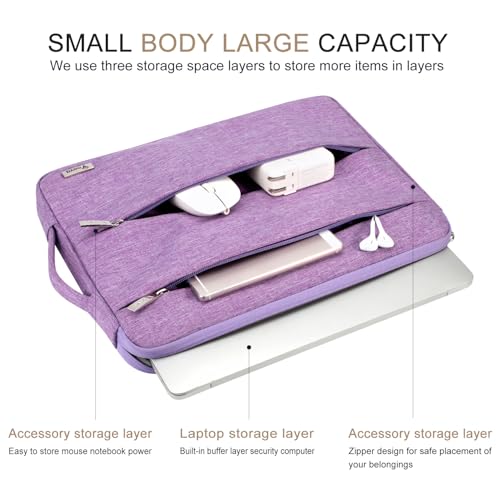 Voova 13.3-13 Inch Laptop Sleeve, Laptop Case, MacBook Case, Dark Purple | Slim splash-proof 13-inch laptop sleeve compatible with MacBook Pro M1-M4 Max, HP, Lenovo, Acer and Asus for daily use - color: Lavender, size: 12.6-13.6 Inch
