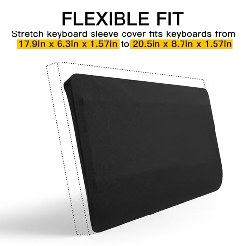Keyboard Dust Cover for Full-Size Mechanical Gaming Keyboards | Stretch Fabric Anti-Dust Keyboard Sleeve, Fits 17.9" x 6.3" to 20.5" x 8.7" Standard Keyboards, Black, Size L - size: L