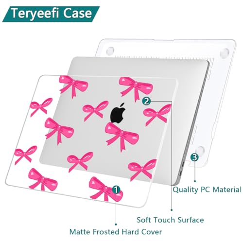 Teryeefi for MacBook Air 13 inch Case 2020 2019 2018 fits Model M1 A2337 A2179 A1932 with Retina Display with Touch ID, Plastic Hard Shell Case & Keyboard Cover & Screen Protector, Bows-A - color: Bows-A