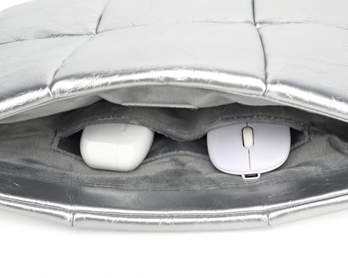 13.3-14 Inch Puffy Laptop Sleeve, Sliver | Compatible with MacBook Pro 14 M5 M4/M3/M2/M1 Pro/Max 2026-2021, MacBook Air M4 M5 2025 M3 M2 M1 - color: Silver, size: For 13"-14" MBA/MAP M4 M3 M2 M1