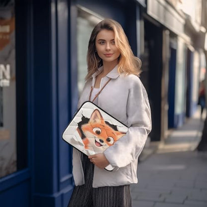 Cute Fox White 15-16 Inch Quilted Laptop Sleeve Case Soft Notebook Protector Bag Computer Carrying Case - color: Cute Fox White, size: Large