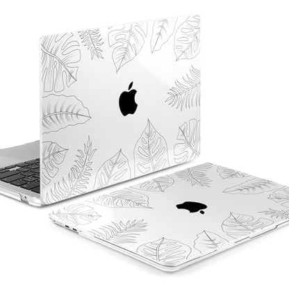 Batianda LumiArt Case for MacBook Air 13.6" M2-M5 Chip, Tropical Line | 4-in-1 set with tropical leaf line art design, ultra slim hard shell protection for minimal, office and nature users - color: Tropical Line Art