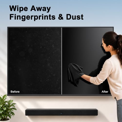 XL Premium Screen Cleaning Cloth 16"X16" 3 Pack Microfiber TV Screen Cleaner Cloth for OLED LED TVs, Computer Monitors, Laptops, Tablets & Car Displays, Lint-Free Streak-Free, Black