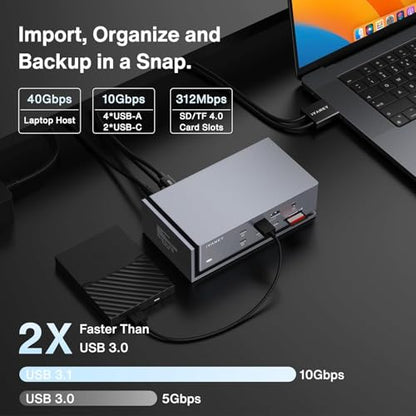 iVANKY FusionDock Max 1 Dual Thunderbolt 4 Chips, 20-in-1 Quad 6K@60Hz Monitor MacBook Docking Station, 40Gbps Dock for Mac M1/M2/M3 Pro/Max, 2HDMI 2.0, 96W PD, 10Gbps USB, 2.5 GbE - color: Silver