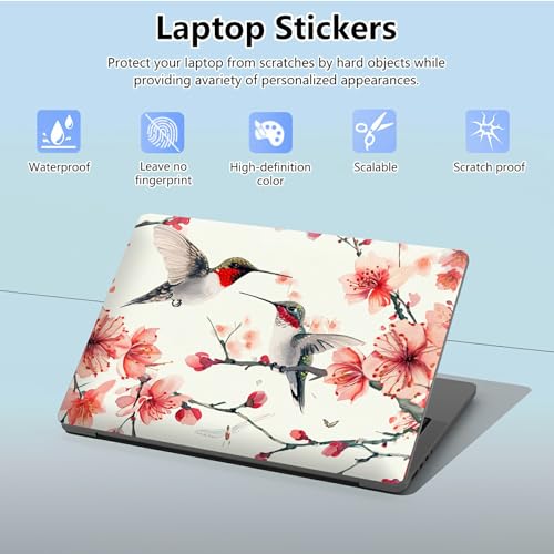 Universal Laptop Skin Sticker with 2 Wrist Pad Skins, Waterproof Scratch Resistant Vinyl Laptop Cover Decal, Cut to Fit for 11–15.6 Inch MacBook HP Dell Lenovo, Hummingbirds - color: Hummingbirds