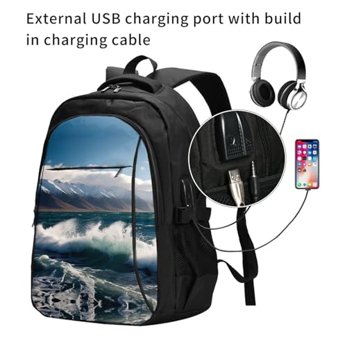 Travel Laptop Backpack Business Backpack for Men Women Blue Travel Backpack with USB Charging Port