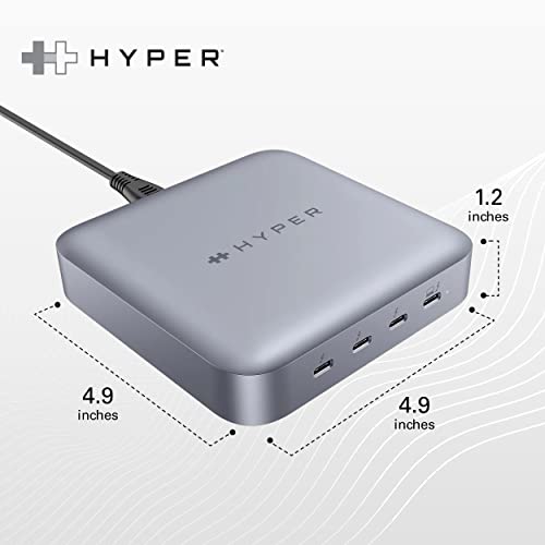 HyperDrive USB-C & Thunderbolt 4 Hub with Integrated GaN Power Source - Three Thunderbolt 4 Downstream Ports and One Upstream Port with 96W Passthrough Charging - style: 4-in-1