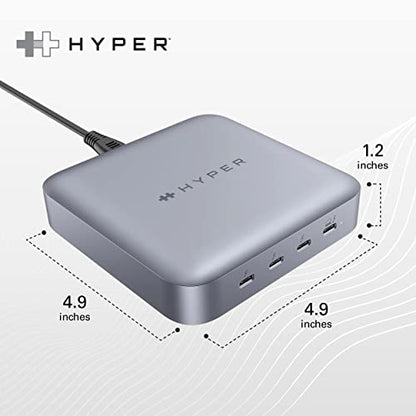 HyperDrive USB-C & Thunderbolt 4 Hub with Integrated GaN Power Source - Three Thunderbolt 4 Downstream Ports and One Upstream Port with 96W Passthrough Charging - style: 4-in-1