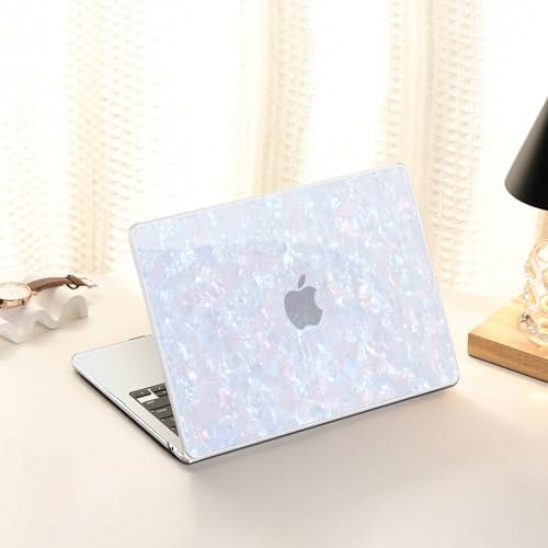 AKIT Compatible with MacBook Air 13 inch Case M5 2026 2025-2022 M4 M3 M2 A3449 A3240 A3113 A2681, Sparkle Pearly-Lustre Design Hard Shell Case&Screen Protector&Keyboard Cover, Shiny Pearl - color: Shiny Pearl
