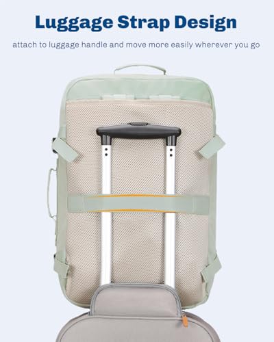 Carry on Backpack 38L Large Travel Backpack for Women Flight Approved Weekender Bag Laptop Backpack Men 15 inches Mint Green - color: Mint Green