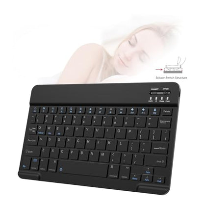 Ultra-Slim Small Bluetooth Keyboard for iPad, Portable Rechargeable Wireless Keyboard for iPad Air, iPad Pro, iPad mini iPhone Android Samsung Tablet Cell Phone Smartphone (Black)