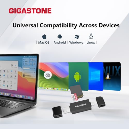 GIGASTONE SD Card Reader 2-Pack, 5-in-1 USB-A/USB-C Card Reader, Dual Slot for SD/Micro SD/SDHC/SDXC, Compatible with Laptop, PC, iPhone16/15, MacBook Pro/Air, iPad Pro, Android - color: 5-in-1 Card Reader 2 Pack