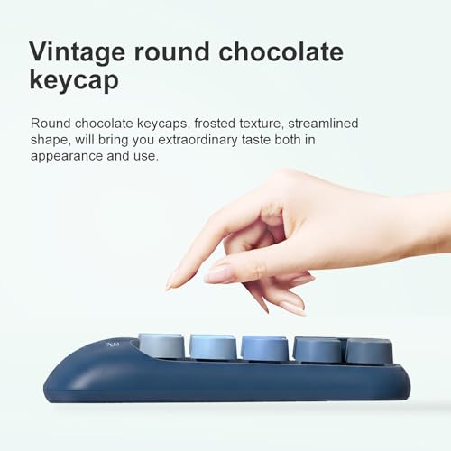 Lomiluskr Cute Wireless Numeric Keypad with 2.4G USB Receiver, Colorful Round Keycaps, Portable Financial Accounting Numpad Number Keyboard, Suitable for PC, Laptop (Blue Gradient) - color: Blue Gradient