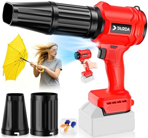 Brushless Leaf Blower Compatible for Milwaukee 18V Battery(NO Battery), Mini Turbo Jet Blower with 2Nozzles, Lightweight& One-Hand Use for Patio Garage Yard Shop Cleaning Car Dryer(Tool Only) - color: Pure Red