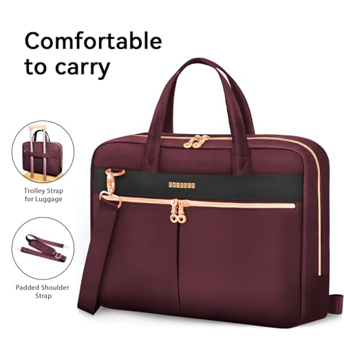 Ferkurn Laptop Bag Case Women Men Computer Bag Compatible with MacBook/HP/LG/Dell, Shoulder Strap Slim Carrying Messenger Briefcase, Wine Red, 14 Inch - color: Wine Red, size: 14 inch