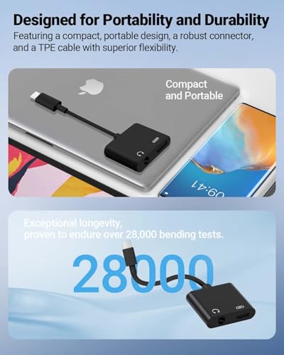 Seulliya USB C to 3.5mm Headphone Jack and Charger Adapter, 2-in-1 Audio & Fast Charging Splitter for Apple iPhone 17/16/15/Pro/Pro Max, iPad, Samsung, Pixel, and More 2Pack Black - color: Black