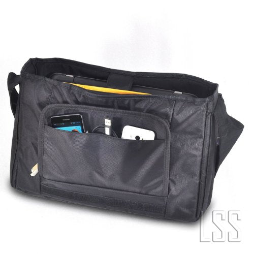 LSS 15” 15.6 inch Laptop Padded Compartment Shoulder Messenger Bag, Carrying Case for 14" 15" 15.6" & Smaller Size Notebook - color: White Grey Branches, size: 15 inch