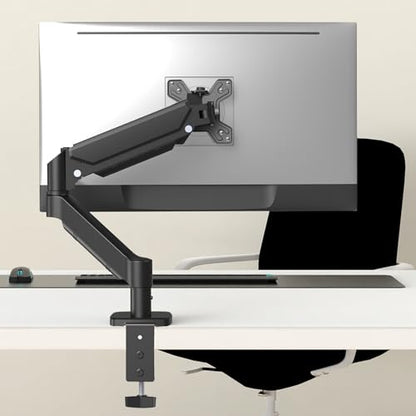 Single Monitor Mount for 17-32 Inch Screens, Gas Spring Monitor Arm Desk Mount with Full Motion Adjustment, Supports 4.4-19.8 lbs Monitors, VESA 75x75/100x100, C-Clamp & Grommet Base